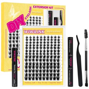 Lashes California Sunset Kit Manga Lash Clusters Kit 8-18mm Wispy Eyelash Clusters DIY Lash Spikes Waterproof Anime Extension 0.3mm Ultra-Thin Band Individual Cluster Eyelash Extensions Kit