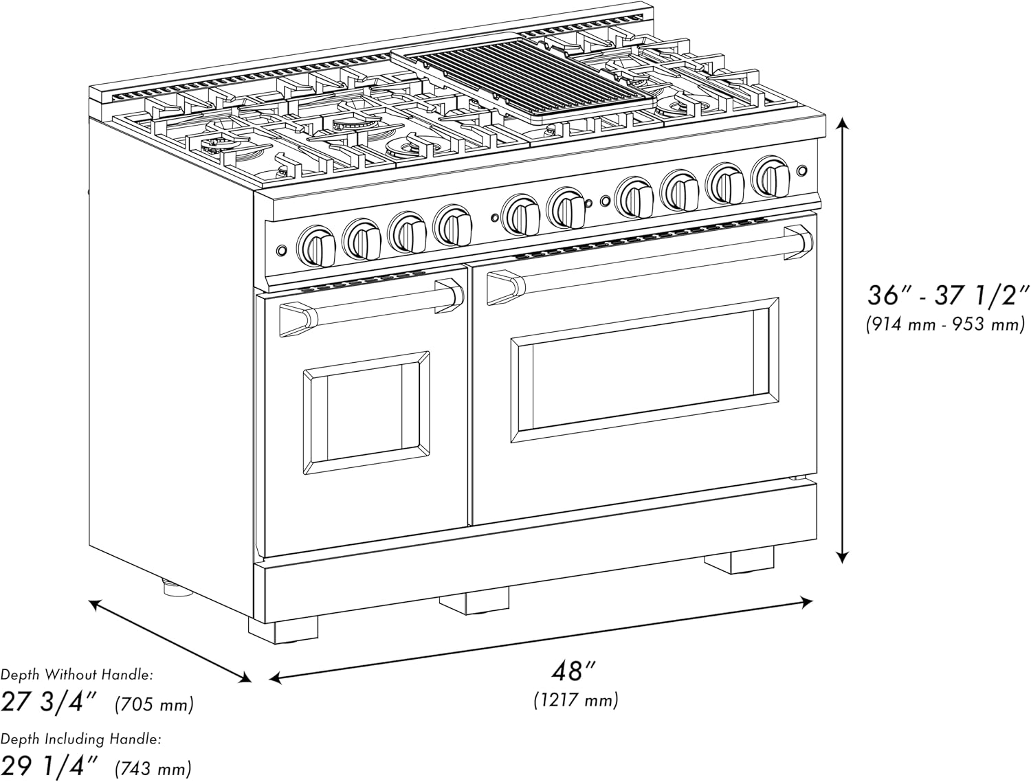ZLINE Autograph Edition 48 in. 6.7 cu. ft. Classic Double Oven Dual Fuel Range with 8 Burner Gas Cooktop in Stainless Steel with White Matte Door and Polished Gold Accents (CDRZ-WM-48-G) - Image 8