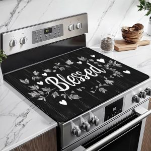Heat-Resistant Glass Stove Top Cover with Anti-Slip Rubber Coating – 28.5x20.5 Inch Electric Stove Protector, Scratch-Resistant, Expands Counter Space, Stylish Kitchen Decor