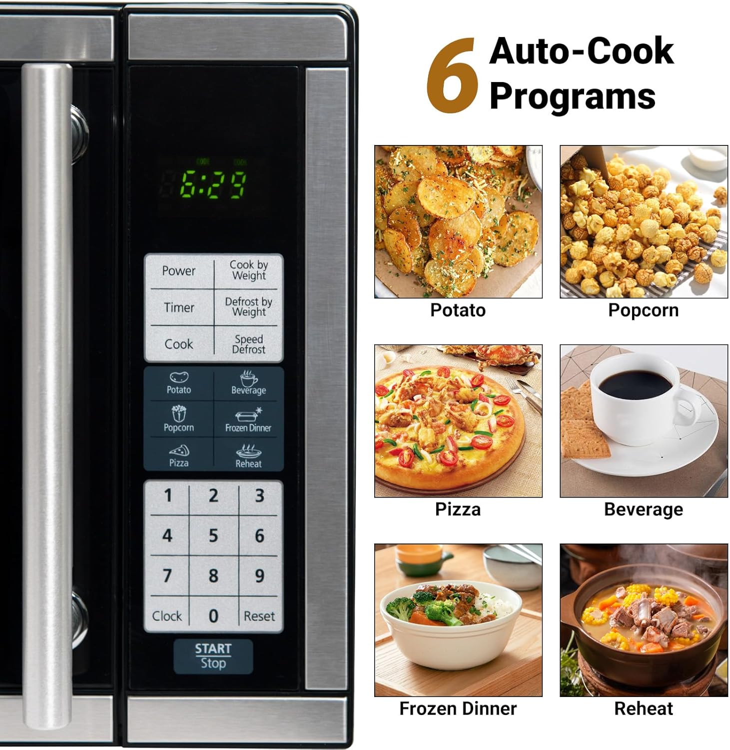 Small Microwave Countertop 0.7 Cu.Ft Compact Microwaves 700W, 6 Auto Menus with One-Touch Express Cook, Child Lock, for Apartment Dorms Small Spaces - Image 3