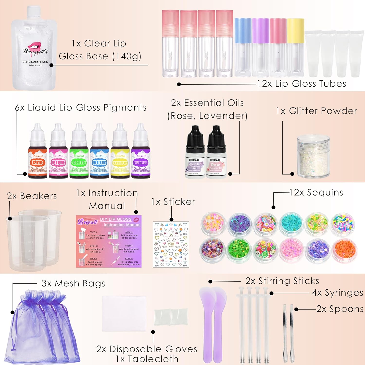 DIY Lip Gloss Making Kit - All-in-One to Make Your Own Lip Care Gloss Set with Clear Base, Pigments, Glitter, Tubes, Fun Creative Gift for Women Girls Makeup Lovers in Christmas Birthdays - Image 2