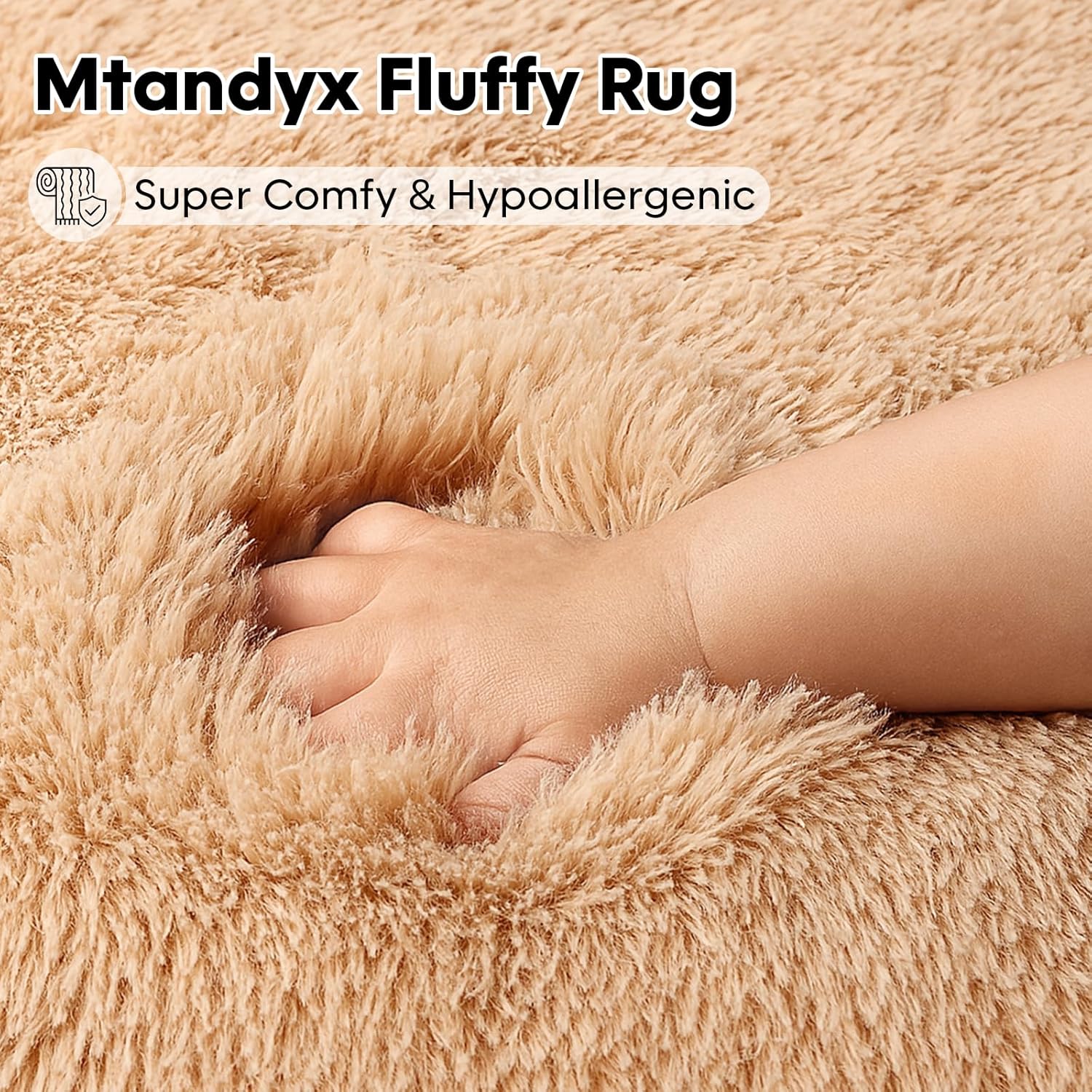 8x10 Area Rugs Living Room, Beige Large Plush Fluffy Bedroom Carpet, Non-Slip Upgraded Indoor Thick Soft Rug, Modern Plush Carpet Suitable for Kids Home Decor Aesthetics Dorm. - Image 2