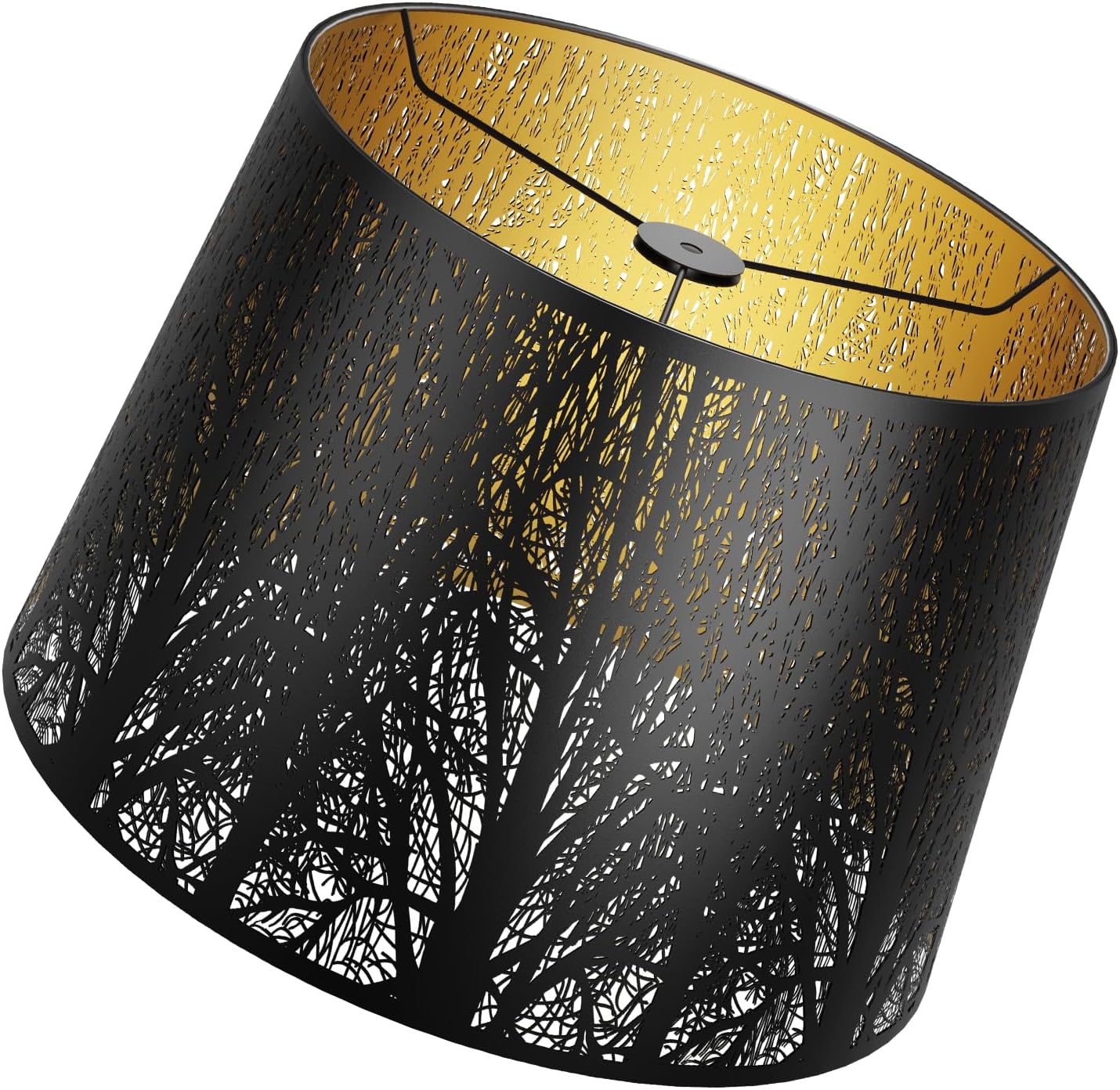 Barrel lamp shades,metal lampshades,large lamp shades for table lamps,drum lamp shades for table lamps,12″ Top x 14″ Bottom x 10″ High (Spider) Metal Black Gold lamp cover,lampshades for floor lamps