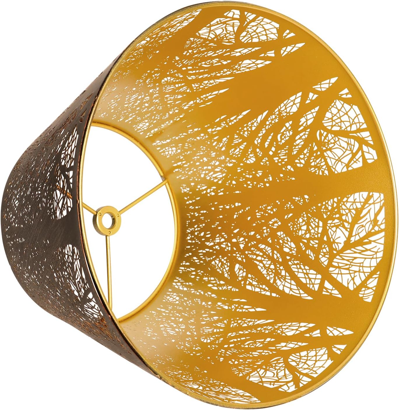 Small Metal Lampshade Forest Etching Forest Lamp Shade Pattern 6'' Top 10'' Bottom Height 7.5'' Fits For Table Lamps And Floor Lamps Spider Fitter Out Black in Gold ALUCSET lampshade - Image 6