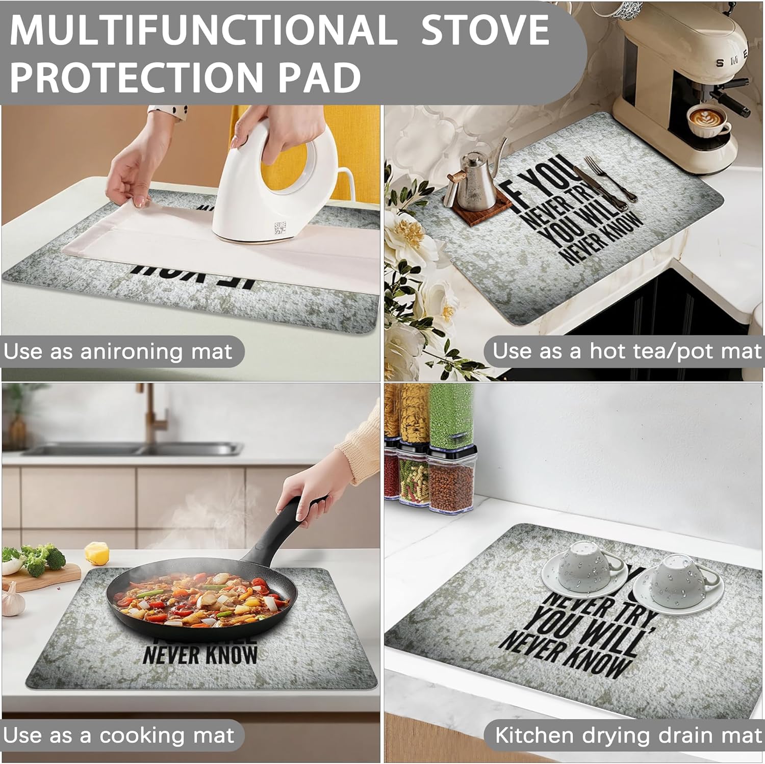 Decorative Electric Stove Cover - Inspirational Quotes Design, Non-Slip Heat Resistant Protector for Smooth/Glass Top Stoves, Fits 28.5'' x 20.5'' (Not for Gas or Coil) - Image 7