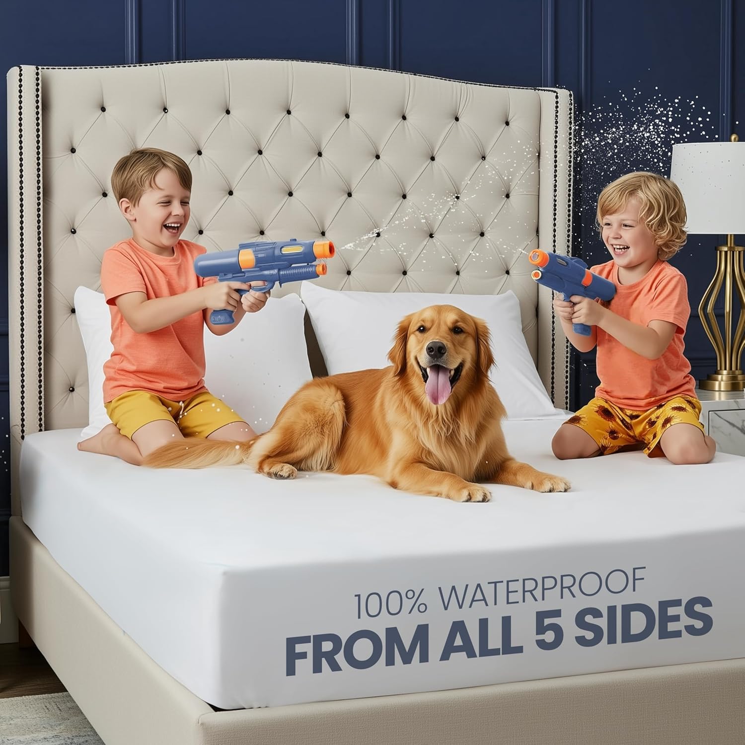 Utopia Bedding Waterproof 5-Sided Mattress Protector Queen Size, Premium Breathable Mattress Cover, Fitted Style with Stretchable Pockets (White) - Image 2