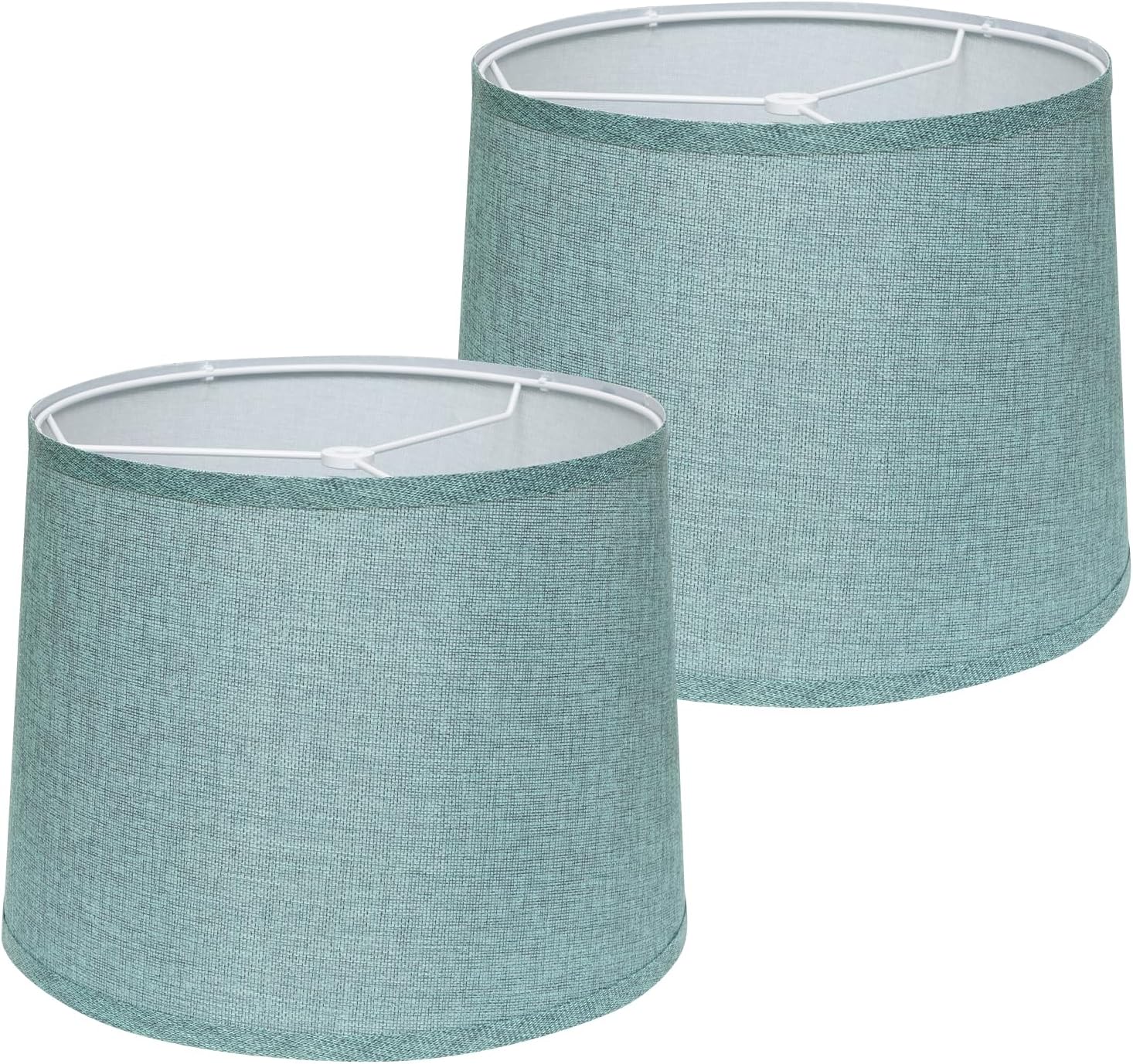 Lamp Shades Set of 2 – Drum Lampshades 11.4″ x 12.9″ x 9.8″ Inches, Fabric Medium Replacement Lampshades for Table Lamp, Floor Lamp, Assembly Required, Spider,Linen