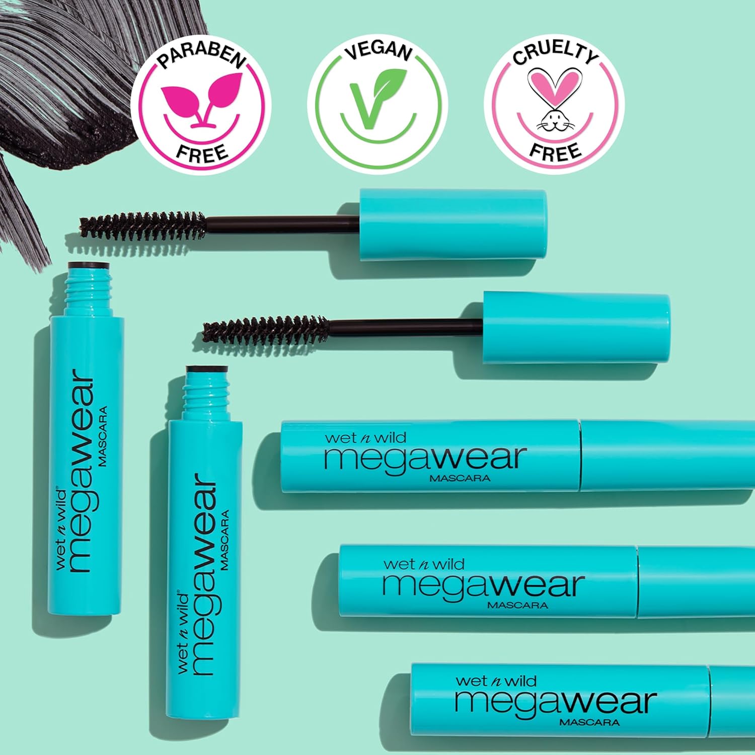 wet n wild Enhance and Define Megawear Mascara, Gentle Gel Volumizing Formula that Promotes Full & Healthy Lashes, Enriched with Soy Protein & Panthenol, Cruelty-Free & Vegan - Black - Image 6