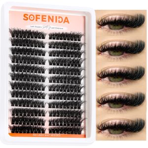 Lash Clusters 80D Cluster Eyelash Extensions 8-16mm Cat Eye Wispy Eyelash Clusters 12 Pairs D Curvature Eyelash Clusters Left & Right Diy Lash Extension at Home