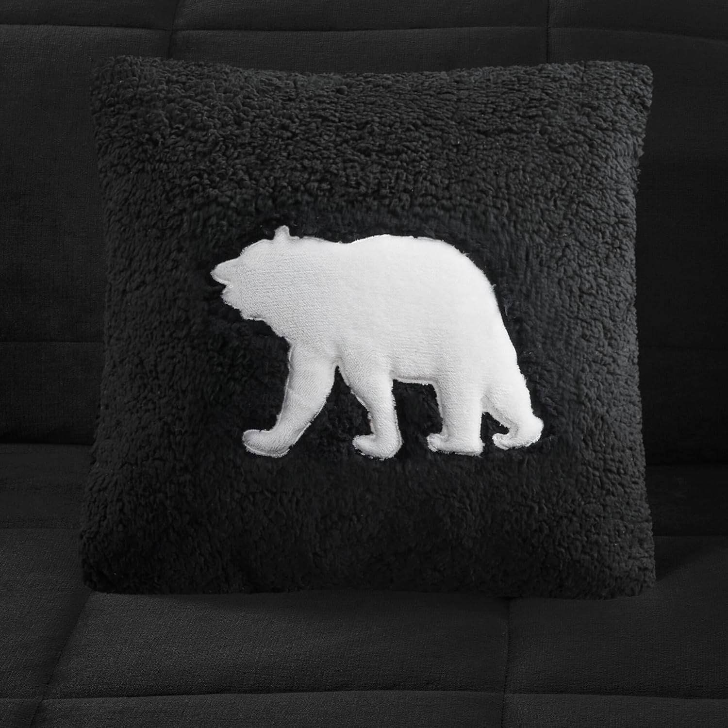 CHARMMA 4-Piece King Plush to Sherpa Down Alternative Comforter Set,Black/106.00x94.00x1.50in - Image 3