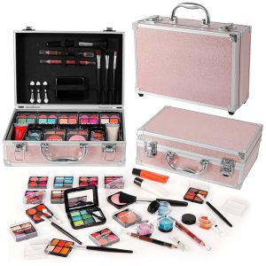 Makeup Kit for Teenager & Women Full Kit, All- In- One Makeup Set With The Cosmetic Train Case, Professional Makeup Kit, Makeup Gift Set for Women Girls(pink)
