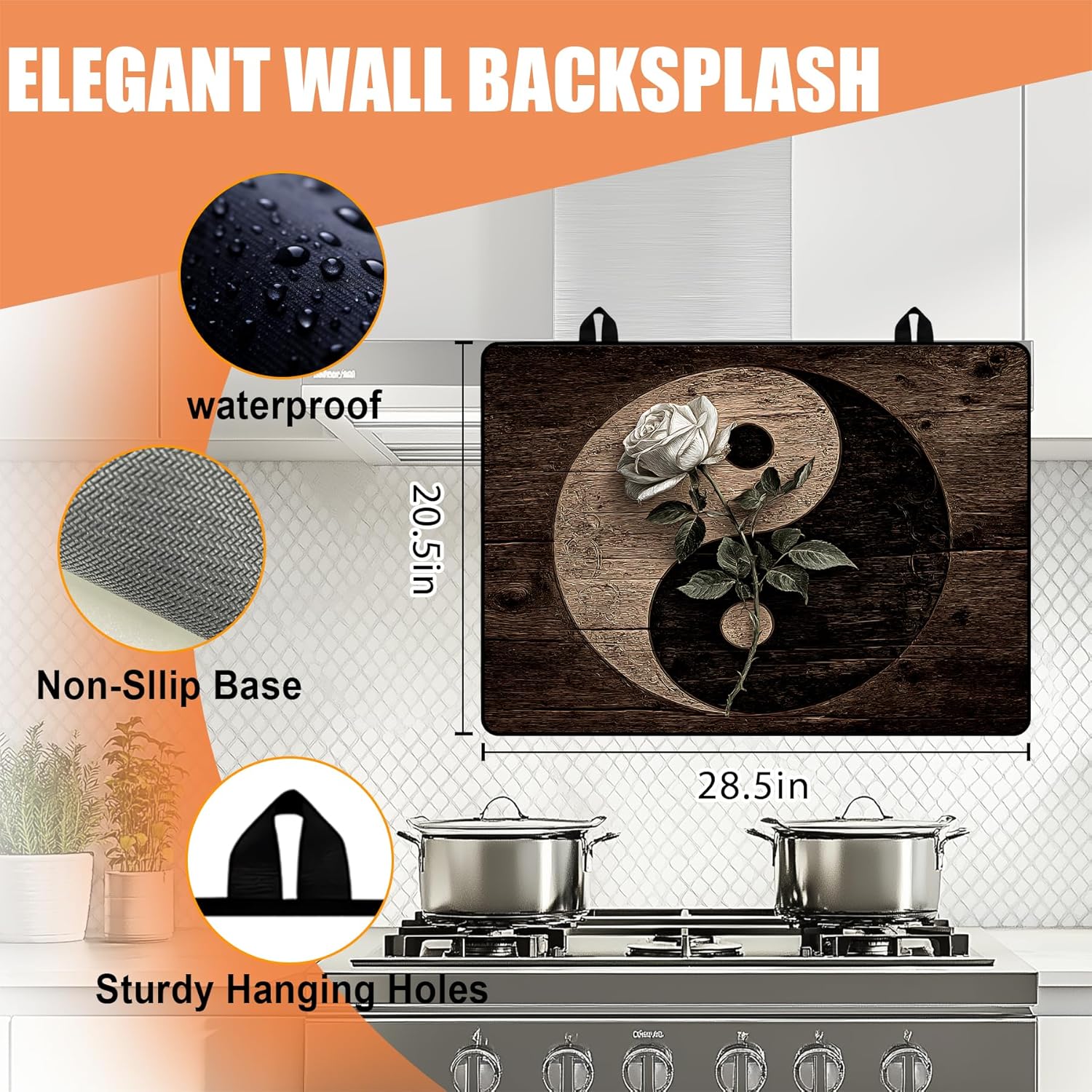 Anti-Slip Electric Stove Top Cover, 28"x20" Foldable Heat-Resistant Glass Stove Top Cover Protector, Multi-Scenario Use Dish Drying Mat, Tai Chi - Image 4