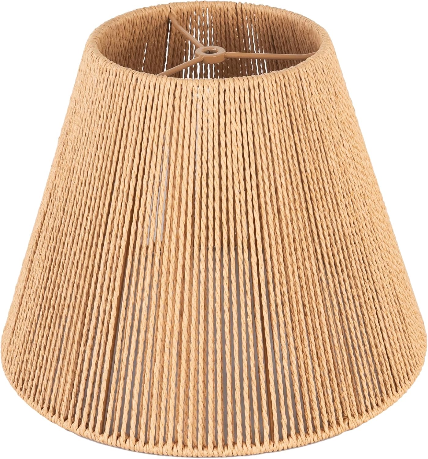 Rattan Lamp Shade 7” Top 13” Bottom 10” Heigh Boho Style Bell Shape Lampshade For Table Lamps Floor Lamps Vintage Replacement Spider Fitter