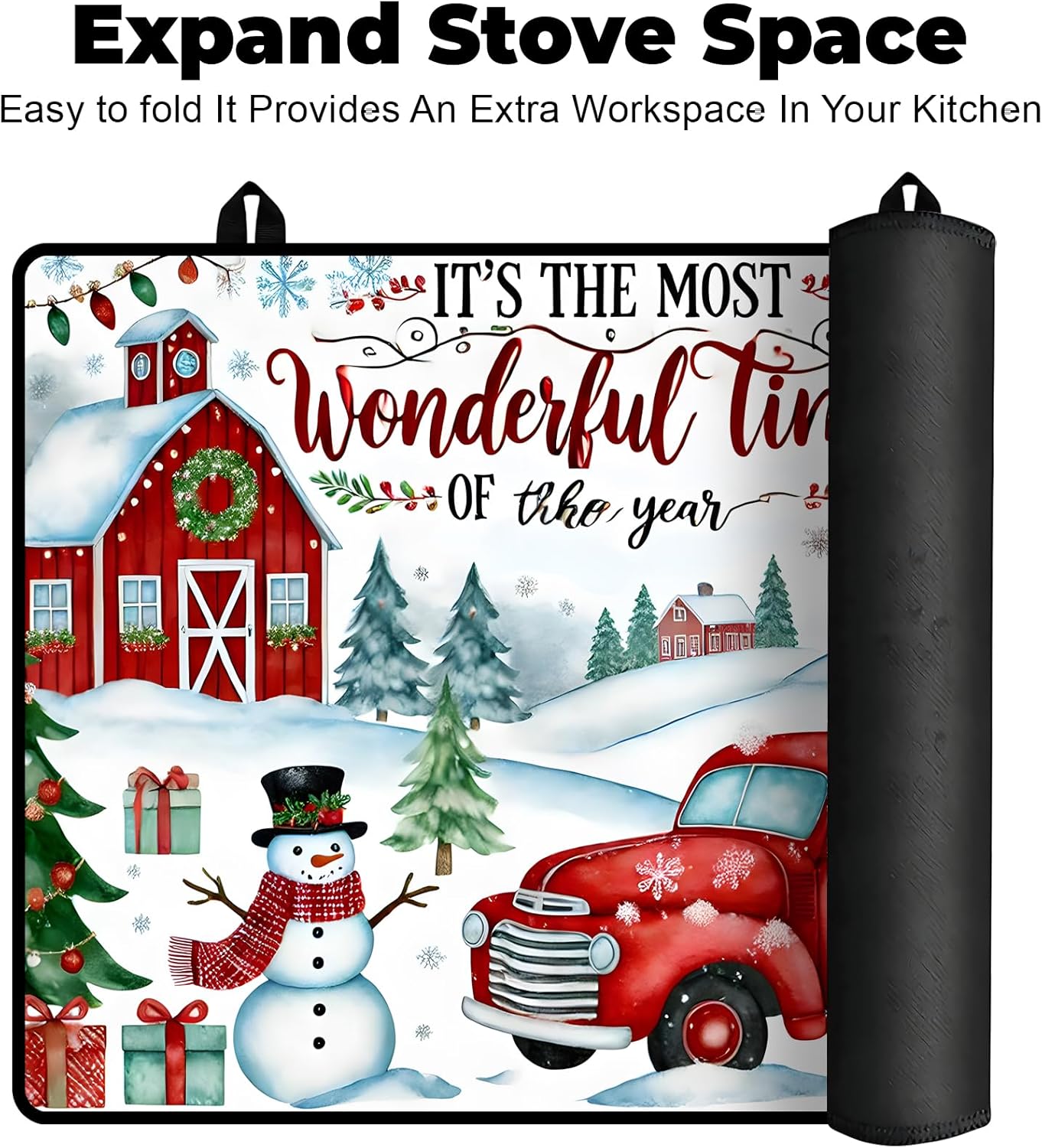 Heat-Resistant Stove Top Cover with Anti-Slip Rubber Coating – Merry Christmas Electric Stove Protector, Scratch-Resistant, Expands Counter Space (Car, 28.5"L x 20.5"W) - Image 6