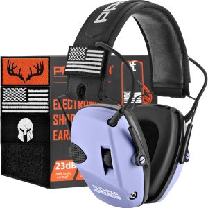 PROHEAR Electronic Ear Protection for Shooting with 4X Sound Amplification, Gun Range Hearing Protection Muffs, NRR 23dB Noise Reduction Headphones for Hunting, Purple