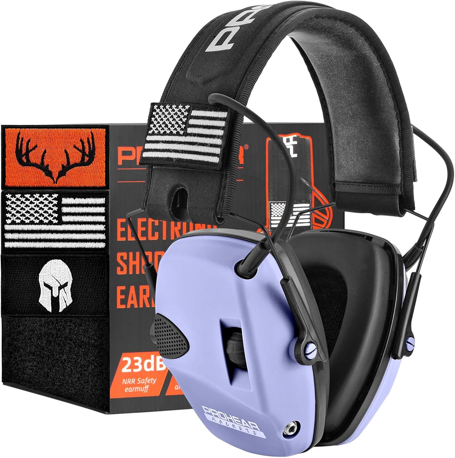 PROHEAR Electronic Ear Protection for Shooting with 4X Sound Amplification, Gun Range Hearing Protection Muffs, NRR 23dB Noise Reduction Headphones for Hunting, Purple