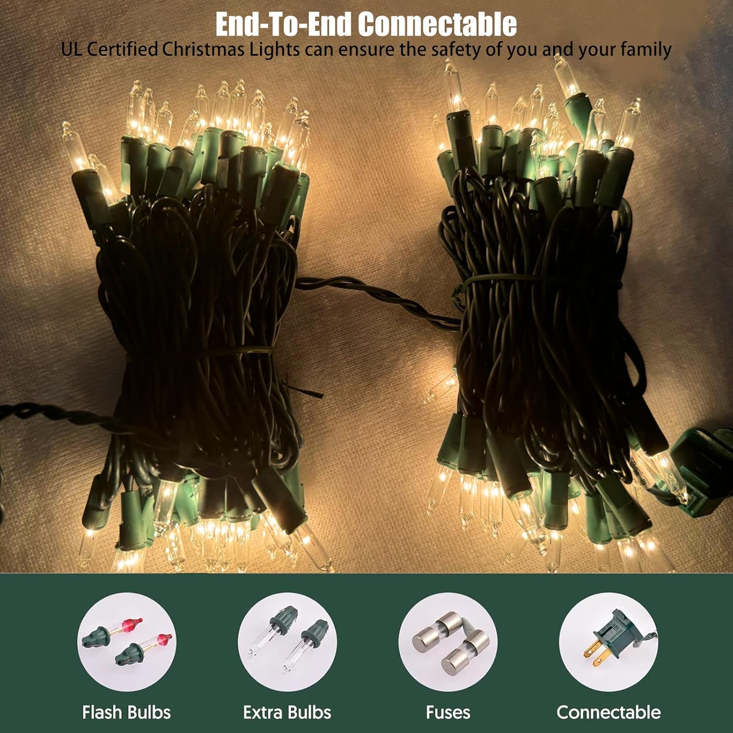 HISHINY Christmas Lights 100 Count Clear Christmas Tree Lights String with Green Wire for Outdoor Indoor Christmas Decorations Wedding Decorations Valentines Day Decor,UL Certified (21feet) - Image 4