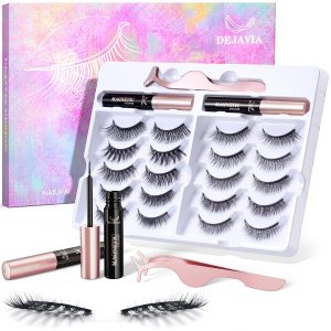 Magnetic Lashes [10 Pairs], Premium Natural Looking, Reusable Lightweight Wispy Strong Magnetic Eyelashes with Applicator and Tweezers, No Glue Needed