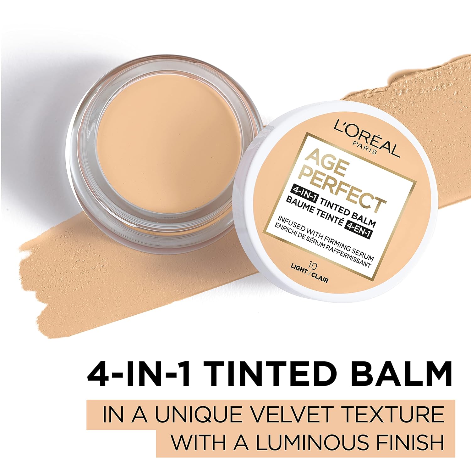 L'Oreal Paris Age Perfect 4-in-1 Tinted Face Balm Foundation with Firming Serum, Light 10, 0.61 Ounce - Image 3