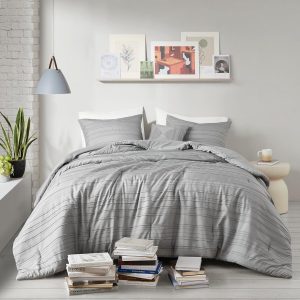 CHARMMA 3 PCS Twin/Twin XL Cationic Dyed Clip Jacquard Comforter Set with Throw Pillow 90.00x68.00x1.00in