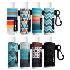 HEYSKAY 8PCS Lip Balm Holder Sleeves Keychain Bulk Compact Clip On Lipstick Holder Chapstick Holder Lip Gloss Holder Keychain Chapstick Elastic Sleeves