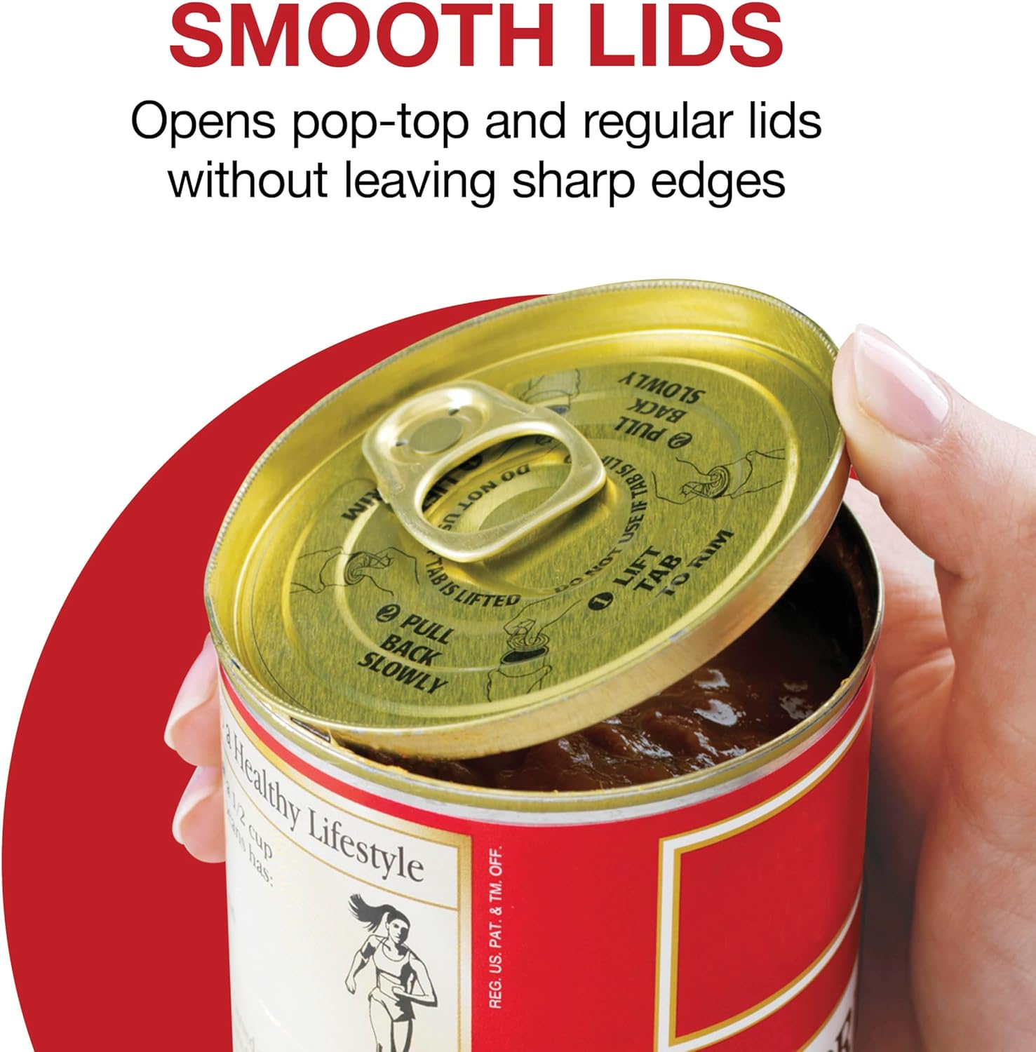 Proctor Silex Automatic Electric Can Opener, Hands Free Cordless Operation & USB Rechargeable, Self-Aligning, Cut Smooth Touch Lid Edges, Compact and Easy to Store, Red - Image 4