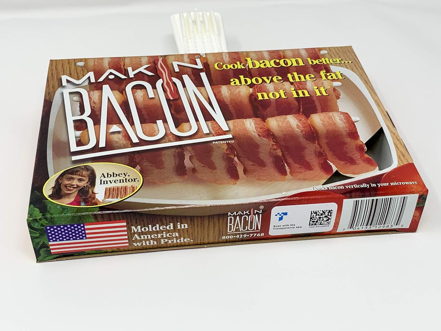 The Original Makin Bacon Microwave Bacon Dish – Makes Crispy Bacon in Minutes – Simple, Quick, and Easy to Use – Reduces Fat Content for a Healthier Meal – Molded in The USA