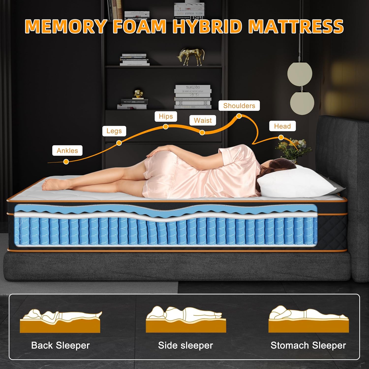 Queen Mattress, 10 Inch Hybrid Mattress in a Box with Memory Foam and Individual Pocket Springs - Medium Firm, Motion Isolation, Extra Edge Support & Pressure Relief, CertiPUR-US Certified - Image 4