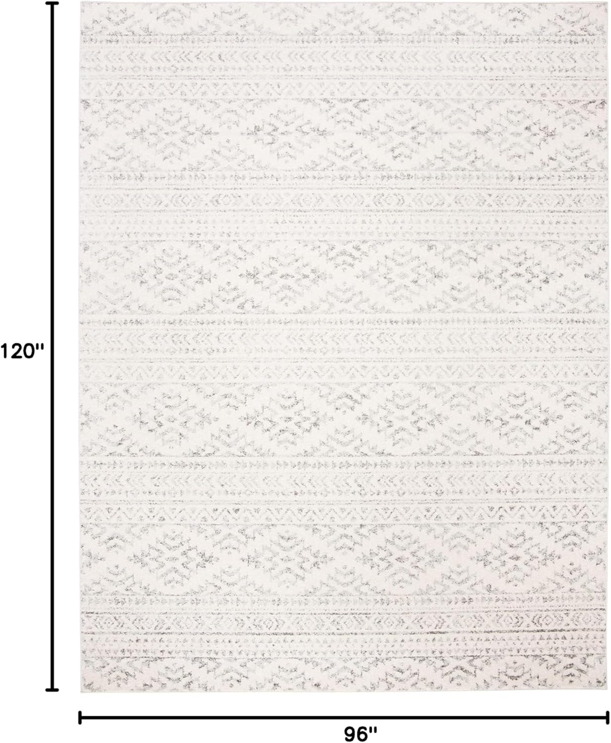 SAFAVIEH Area Rug 8x10 - Tulum Collection - Large - Ivory & Grey, Moroccan Boho Tribal Design, Non-Shedding & Easy Cleaning, Ideal for Living Room, Bedroom, Office, Dining Space (TUL272A) - Image 2