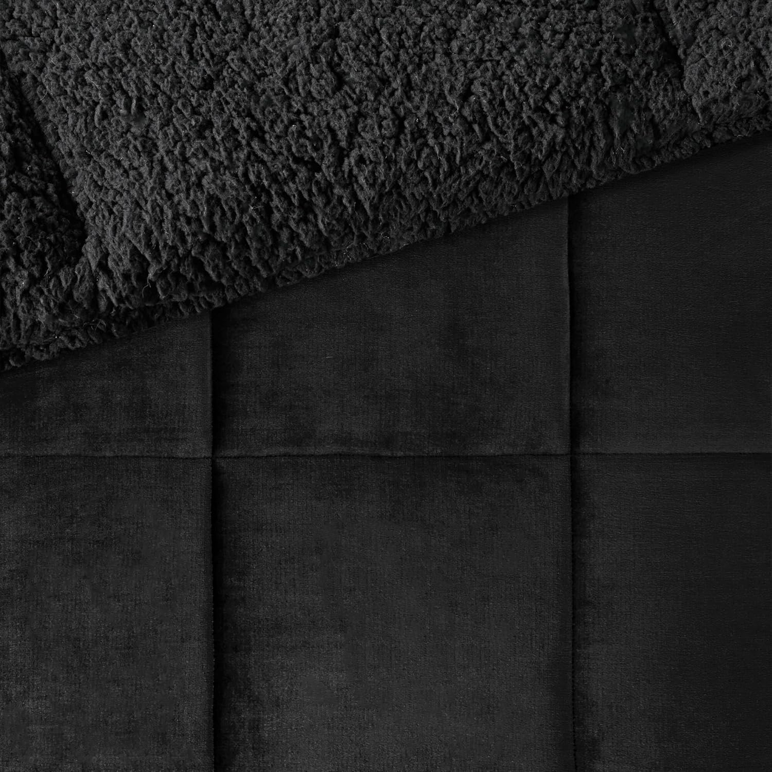 CHARMMA 4-Piece King Plush to Sherpa Down Alternative Comforter Set,Black/106.00x94.00x1.50in - Image 2