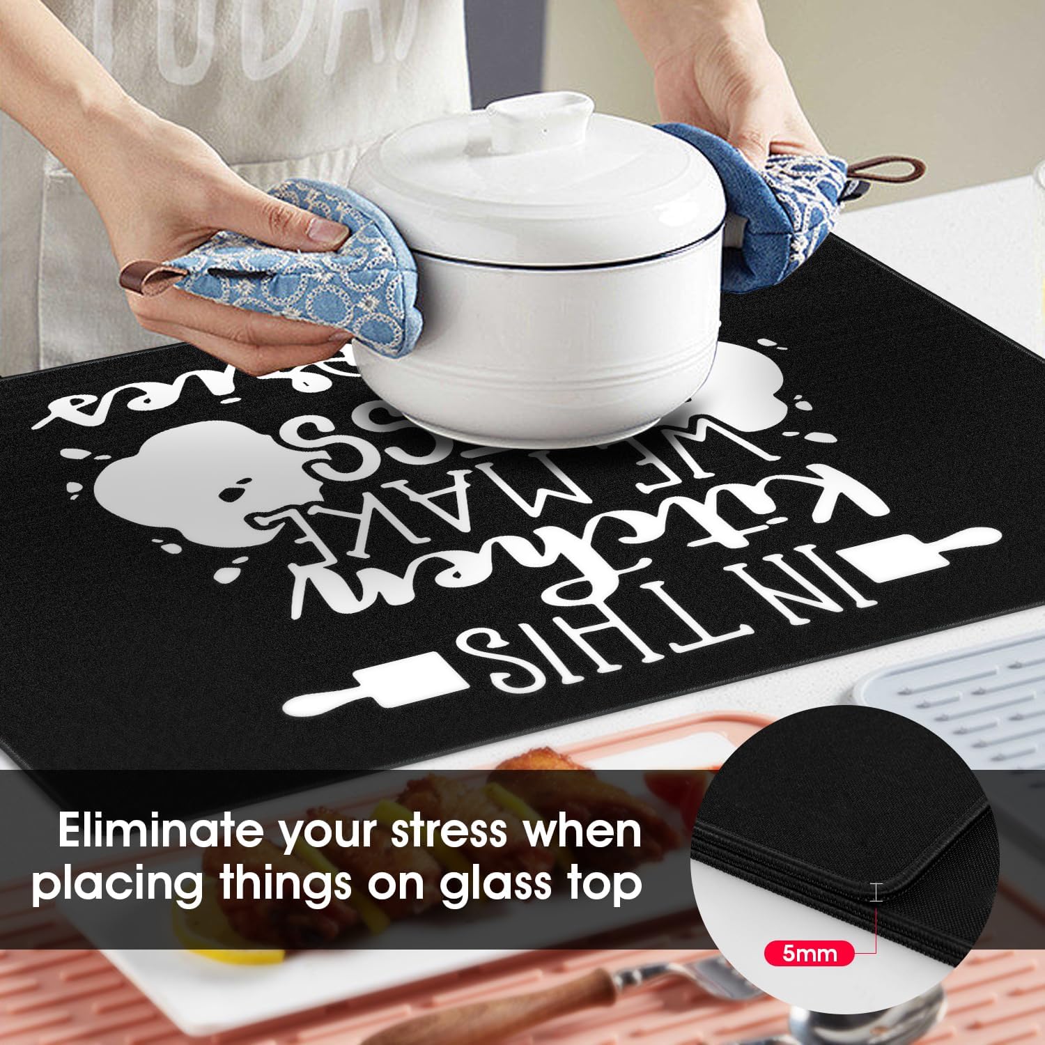 Electric Stove Cover Mat for Glass Cooktop, Decorative Induction Ceramic Electric Range Flat Top Protector - 29 x 21 inch, Black - Image 5