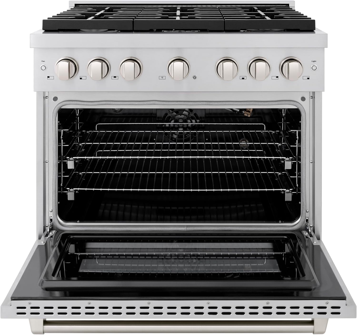 ZLINE 36 in. 5.2 cu. ft. Gas Range with Convection Gas Oven in Stainless Steel with 6 Brass Burners (SGR-BR-36) - Image 2