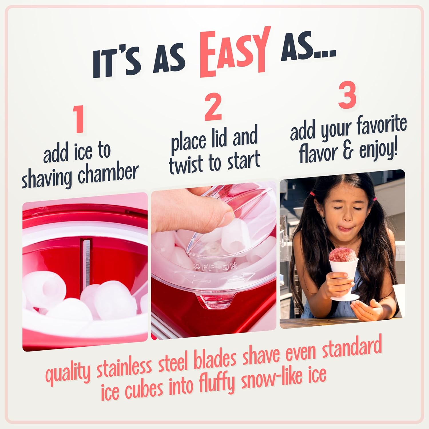 Nostalgia Snow Cone Shaved Ice Machine - Retro Table-Top Slushie Machine Makes 20 Icy Treats - Includes 2 Reusable Plastic Cups & Ice Scoop - Retro Red - Image 4