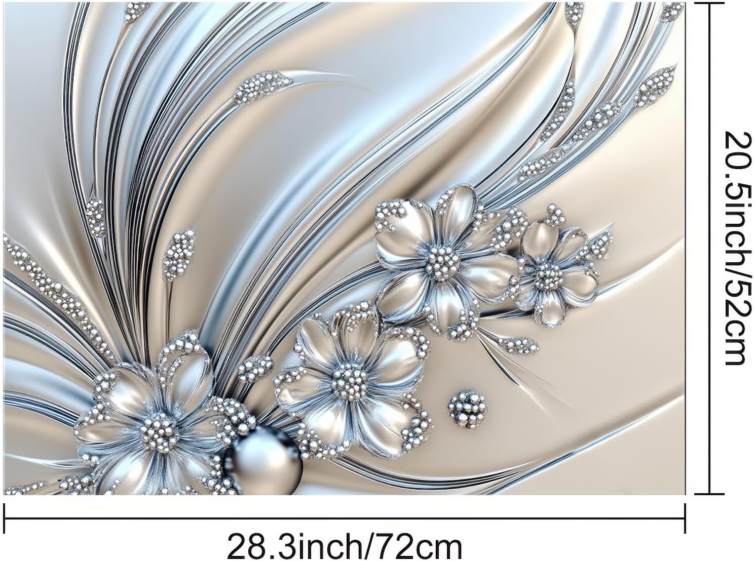 Silver Flowers Stove Top Cover for Electric 28 x 20 inches Pad Silver Flora Kitchen Decorations offee Bar Mats Pad for Stove Top, Dishes, Utensils, Countertops, Sinks - Image 3