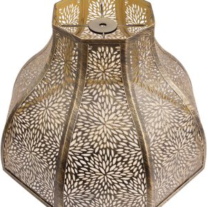 Exquisite Eight-Petal Lotus Metal Cover with Etched Chrysanthemum Pattern in Antique Bronze and Gold Finish for Table Lamp Floor Lamp Fits Living Room Bedroom ALUCSET Metal Lamp Shade