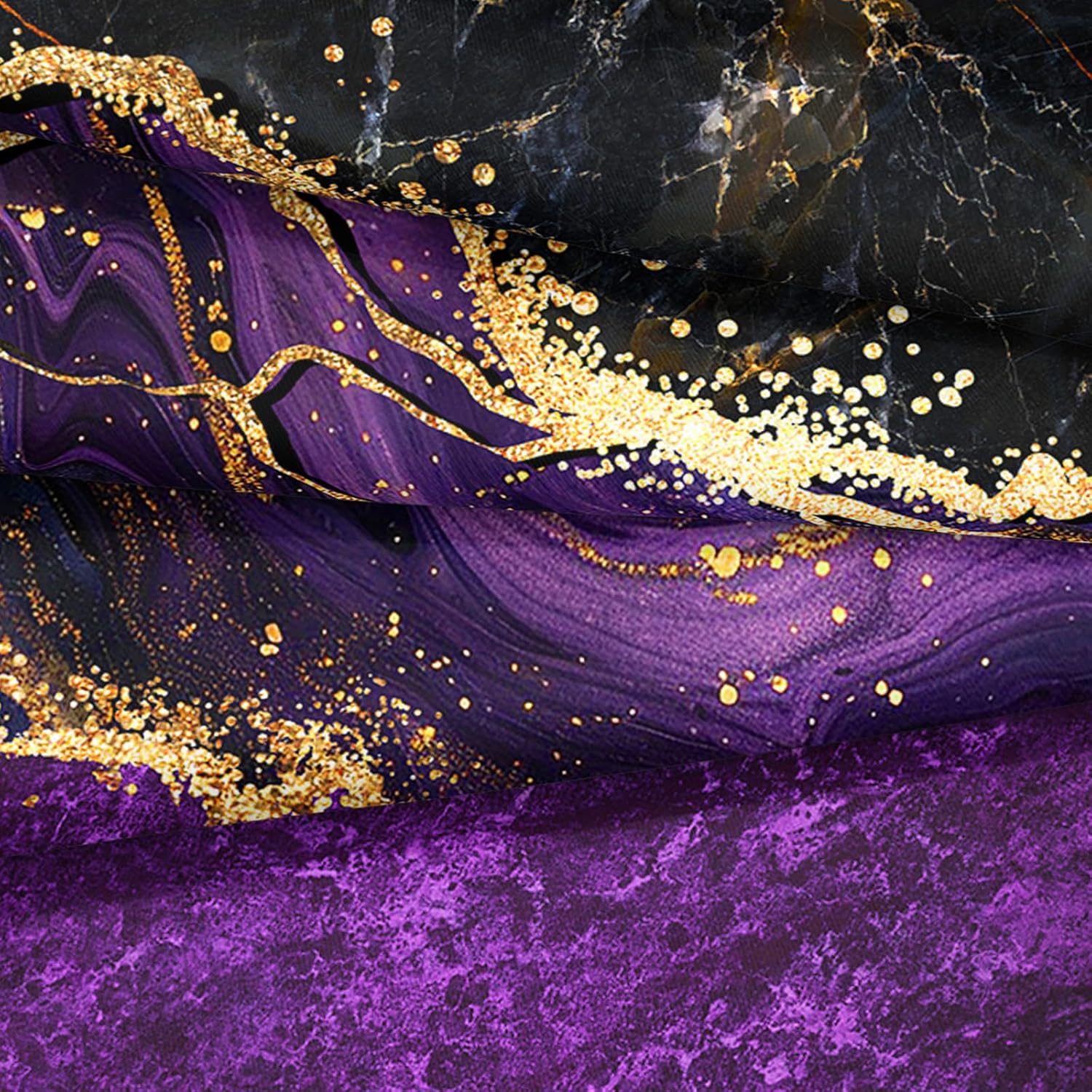 Black Gold Comforter Set Purple Marble Bedding Set King Size Black Marble Stone Abstract Artwork Bedroom Decor Black Marble Comforter Sets for All Season - Image 6