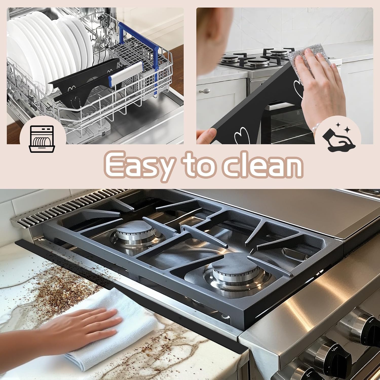 Stainless Steel Stove Gap Covers, Stove Gap Filler, Oven Gap Filler, Range Trim Kit in Kitchen, JessWednes 2 Pcs Extendable Stove Gap Guard 13.8'' to 27.5'', Heat Resistant and Easy to Clean (BLACK) - Image 7