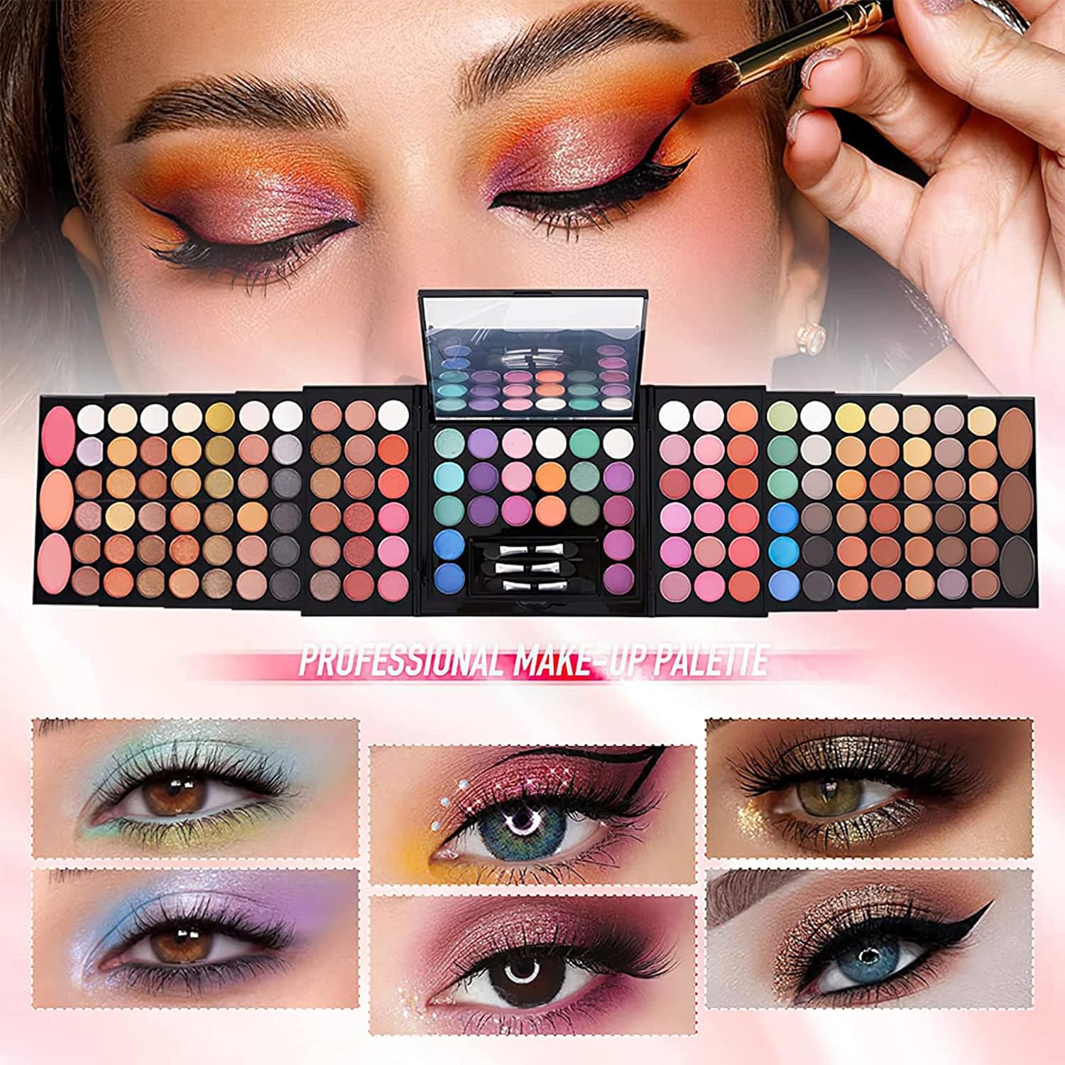 MISS ROSE M 148 Colors Makeup Pallet,Professional Makeup Kit for Women Full Kit,All in One Makeup Sets for Women&Beginner,include Eyeshadow,Lipstick,Eyeliner,Concealer,makeup brush(045 Set-Black) - Image 5