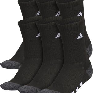 adidas Unisex Kids Crew Socks for Boys and Girls Youth (6-pack) Athletic Cushioned and Comfortable, Tall Mid-calf