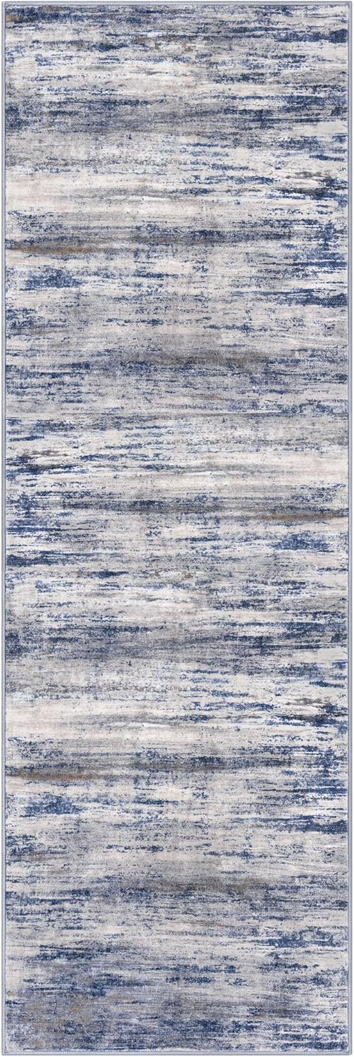 KOZYFLY Modern Abstract Washable Rug Runner 2x6 Runners for Hallways Non-Slip Soft Kitchen Runner Rugs, Print Grey-Blue Striped Carpet Runner for Entryway Bathroom Laundry Room Foyer - Image 9