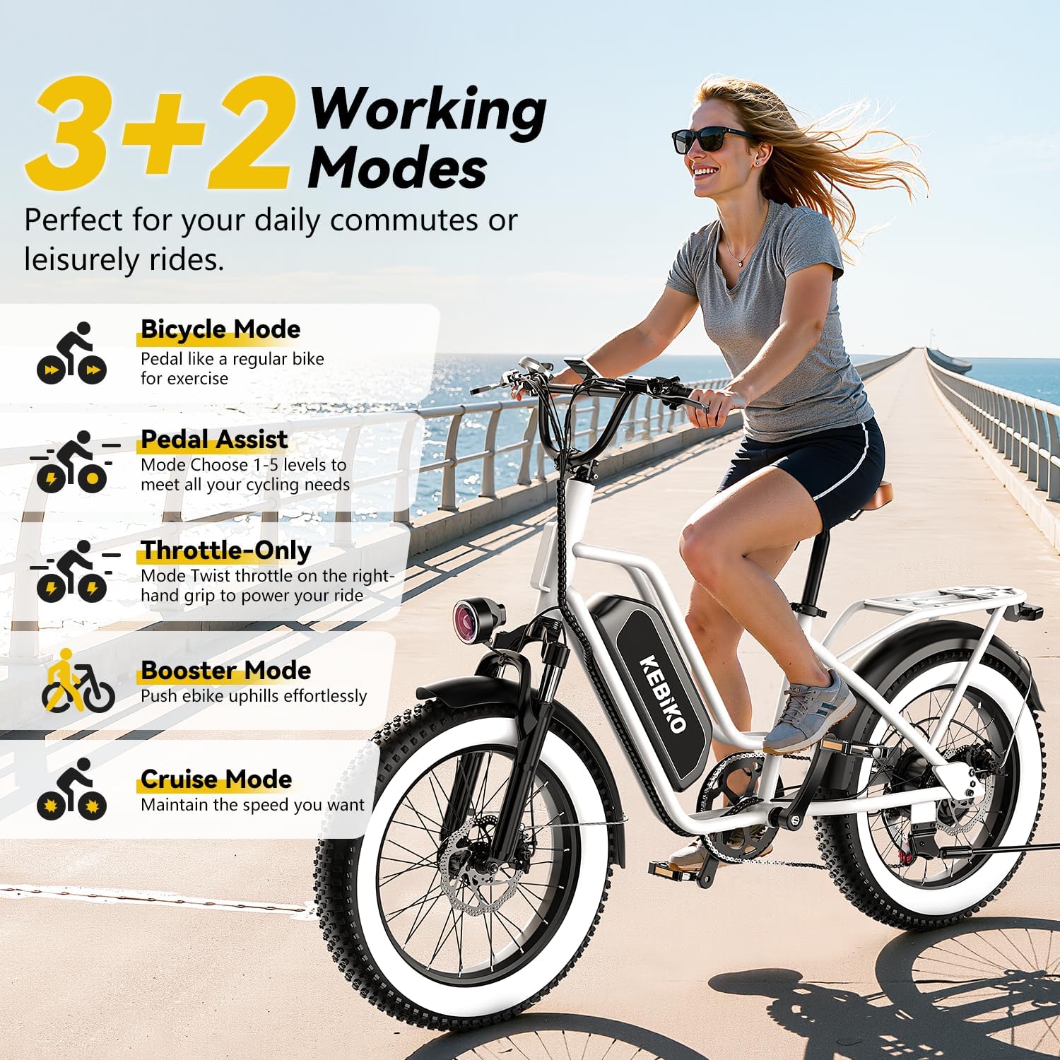 1500W Electric Bike for Adults,48V 20/60Ah Removable Battery Max Range 80Miles & 30MPH Electric Bicycle,20''ร4" Fat Tire Ebike,Adult Electric Bicycles for Commute Beach Snow,E-Bike UL Certified - Image 8
