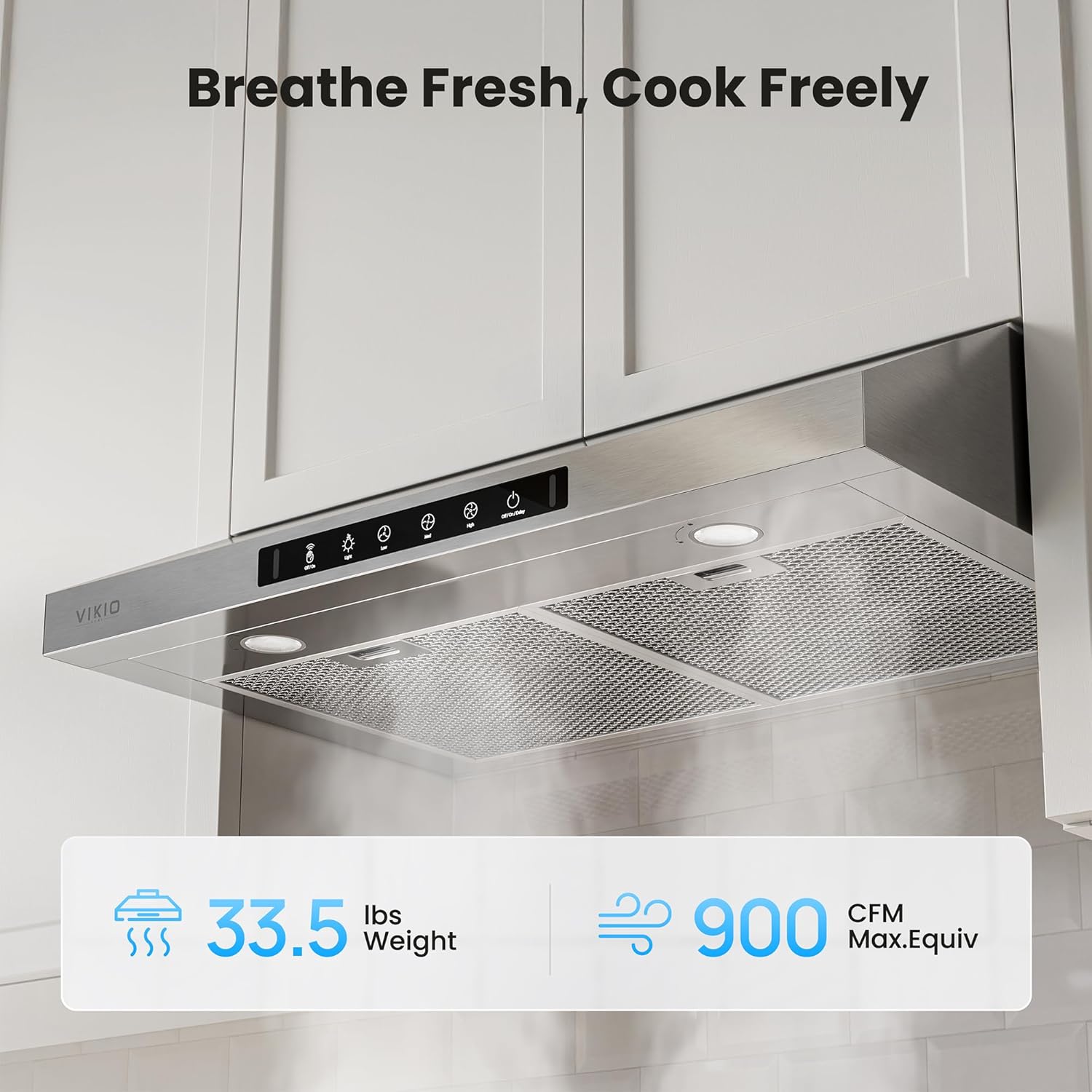 Range Hood 30 Inch Under Cabinet, 900CFM Stainless Steel Kitchen Stove Vent Hood, Touch/Gesture Control, 3 Speed Exhaust Fan, LED Lights, Reusable 5-Layer Aluminum Filters - Image 2