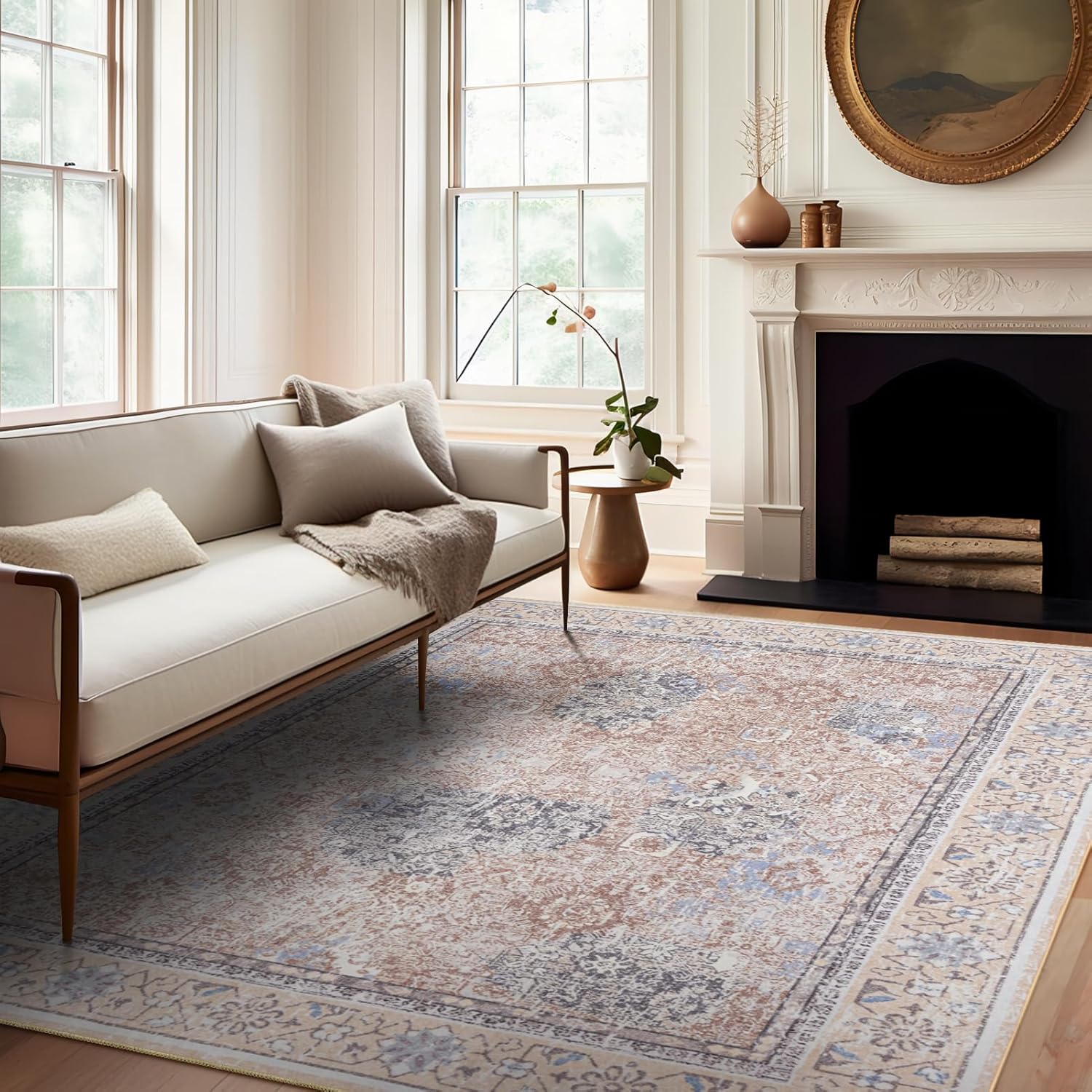 Ashler Boho Rug, 5x7 Area Rugs, Vintage Rugs, Large Area Rugs for Living Room, Bedroom, Kitchen, Dinner, Beige/Natural/Light Coffee Home Decor, Non-Slip & Machine Washable Rugs, Rectangular - Image 8