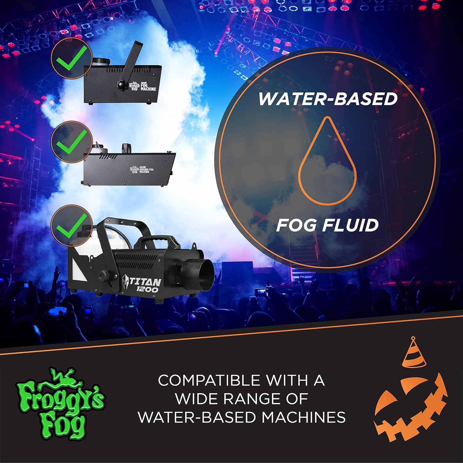 Froggy's Fog Halloween and Party Fog Fluid, High Output Long-Lasting Fog Juice for 400-1500 Watt Water-Based Fog Machines, Great for Pro and Home Haunters, Theatrical Effects, DJs, and More, 1 Quart - Image 6