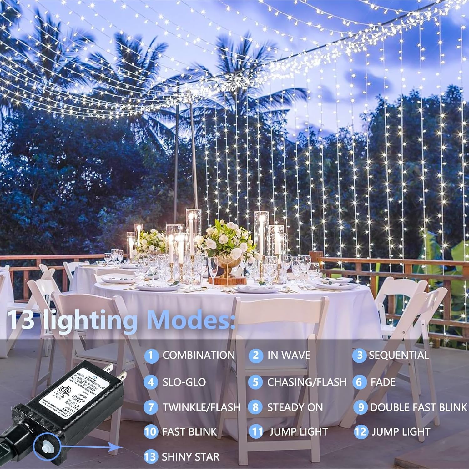 Connectable 200 LED String Lights Indoor Outdoor, 66FT Cool White Christmas Lights Waterproof, 13 Modes with Timer, Twinkle Fairy Lights Plug in Clear Wire for Christmas Tree, Bedroom, Classroom Decor - Image 3