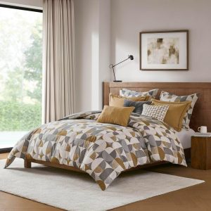 CHARMMA 9 PCS King Jacquard Oversized Duvet Style Comforter Set Gold, Gold, 96.00x110.00x1.50in