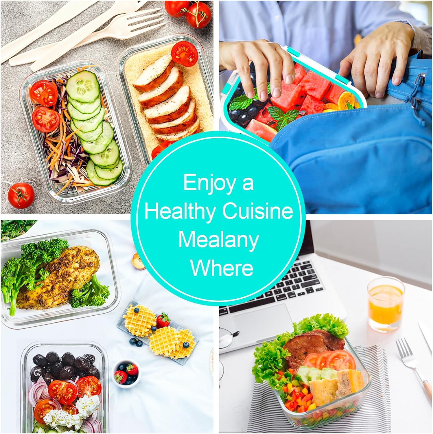 VERONES 10Pack Glass Meal Prep Containers, Airtight Glass Lunch Containers,Stackable Glass Food Storage Containers Set with Lids,Exclusive of BPA, for Microwave,Oven, Freezer&Dishwasher Friendly,Green - Image 6