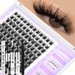 Lash Clusters Wispy Lash Clusters Kit Cluster Eyelash Extensions 10-18mm Lash Extension Kit Eyelash Cluster Eyelash Extensions Waterproof DIY Individual Lashes Clusters with Soft Thin Band