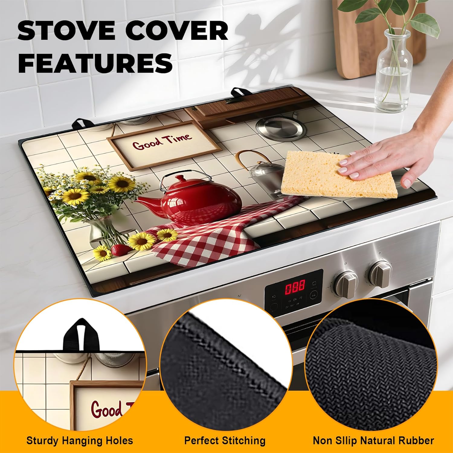 Kitchen Stove Top Cover for Home Decoration Kitchen Pad Non-Stick Washable Cooktop Covers Countertop Protector Keep Stove Clean 28"x20" - Image 2