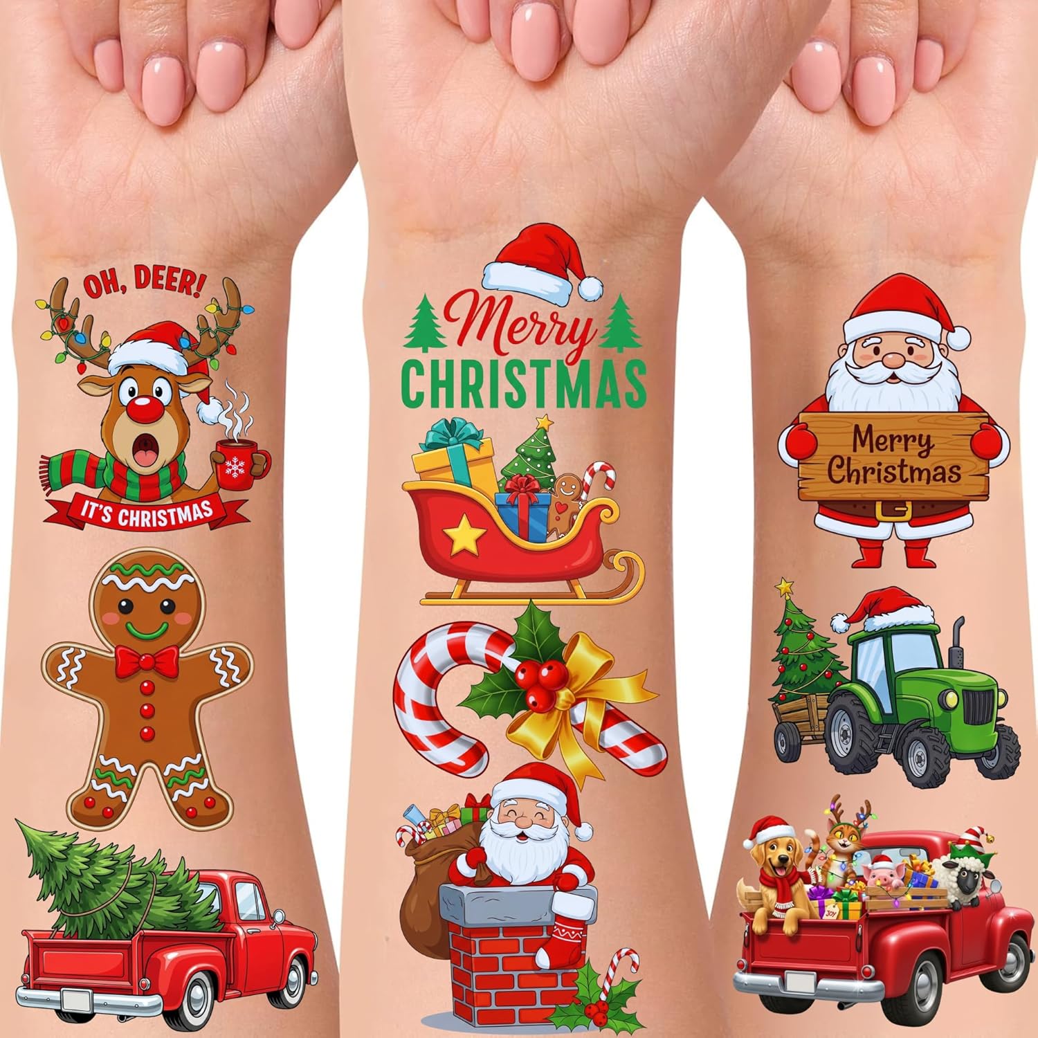 Christmas Temporary Tattoos | Christmas Decorations Party Favors Accessories Goodie Bags Stocking Stuffers Stickers Xmas Santa Claus Reindeer Snowman Gift Idea For Kids Boy Girl Teen Adult-60Pcs - Image 7